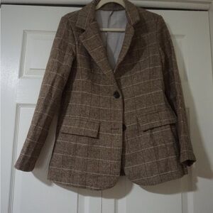 SHEIN Tan Checkered Women's Blazer